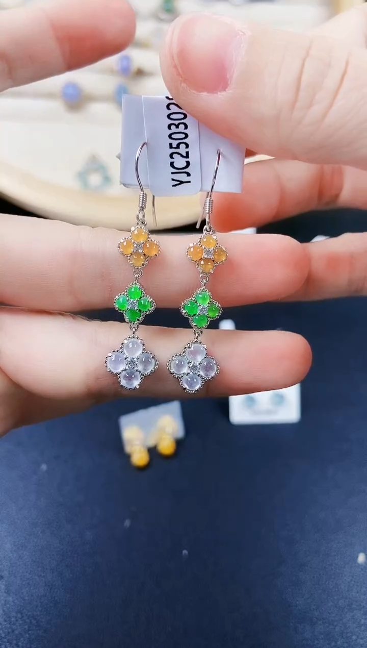 【闪购商品】翡翠银S925镶嵌耳饰66546464