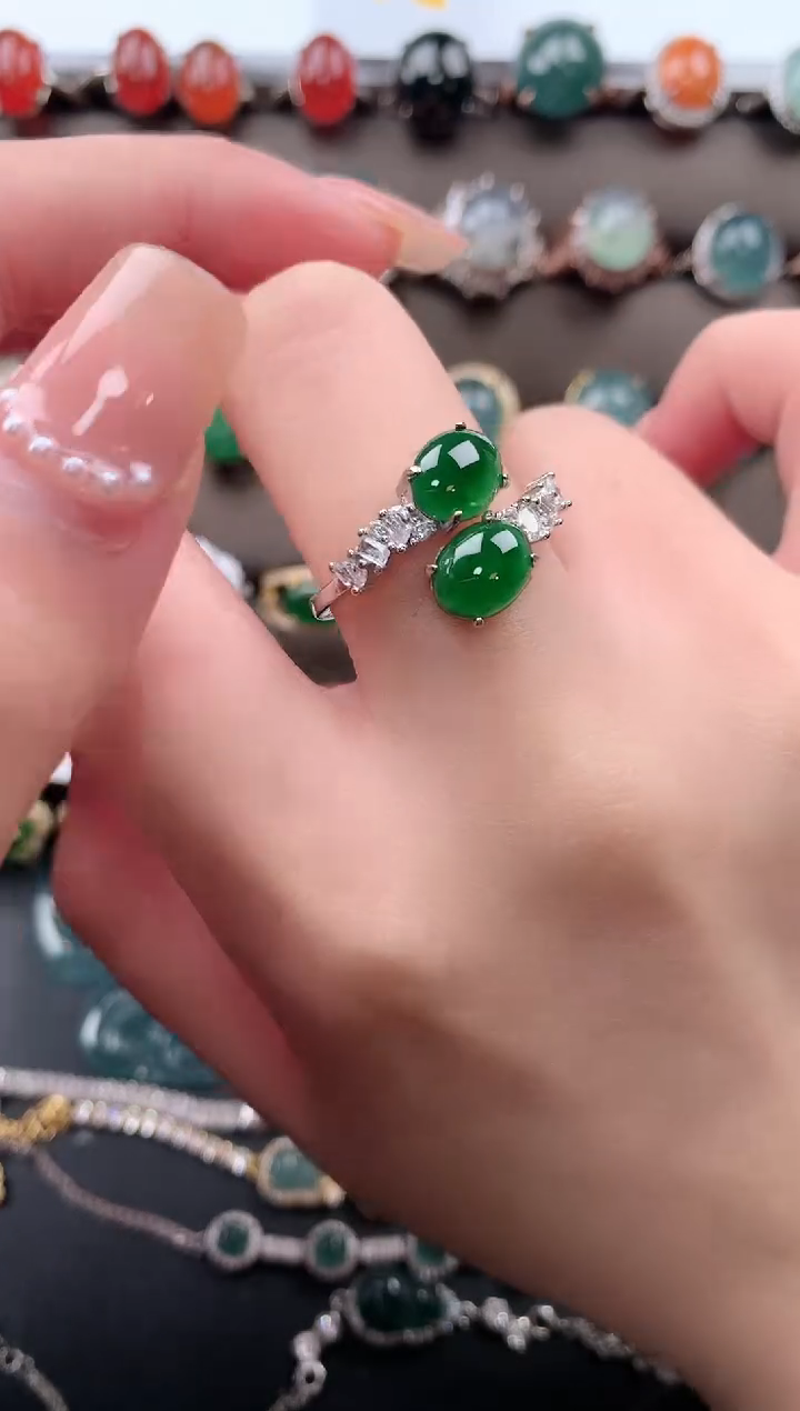 【闪购商品】翡翠戒指银S925镶嵌521412