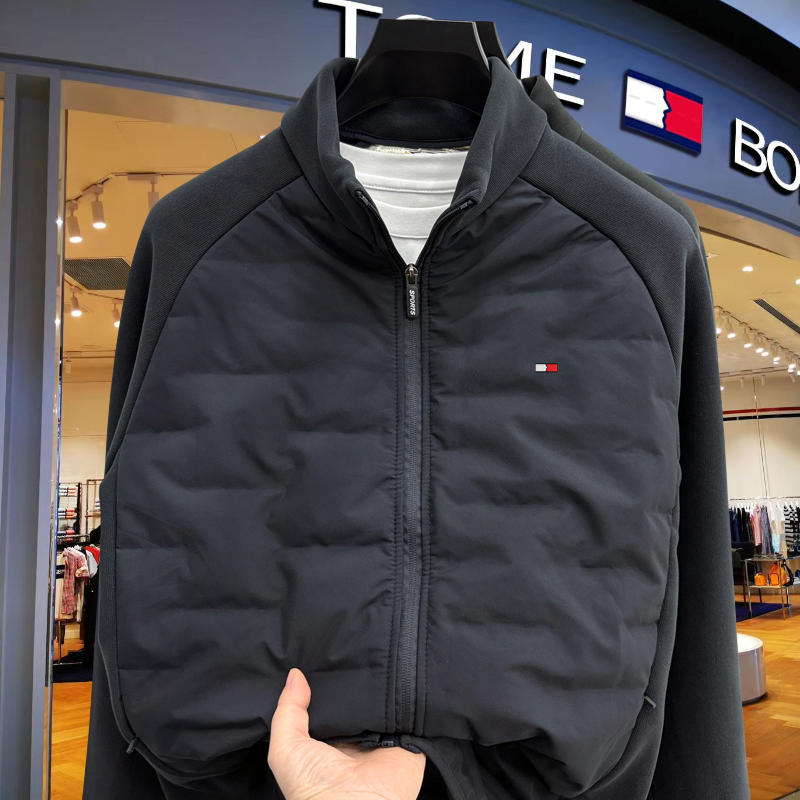 汤米希凯利美式立领棉服男款秋冬季轻薄保暖时尚高档男装棉袄外套