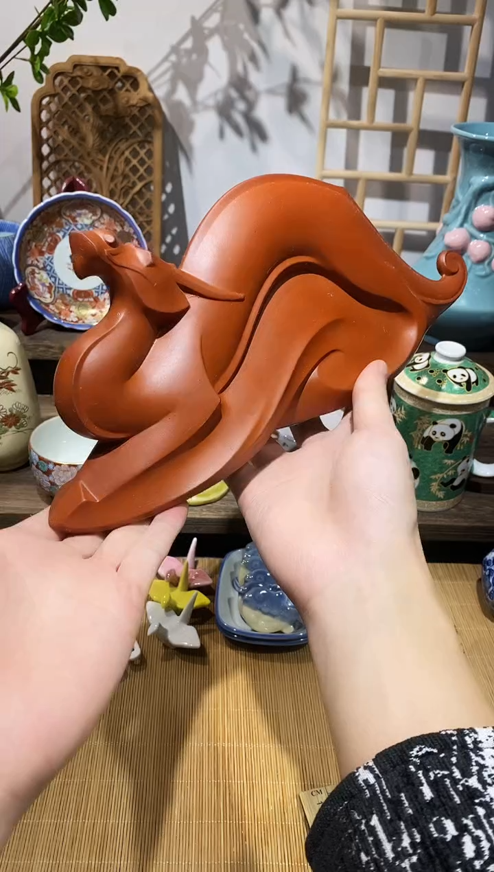瓷片朱泥常滑龙摆件