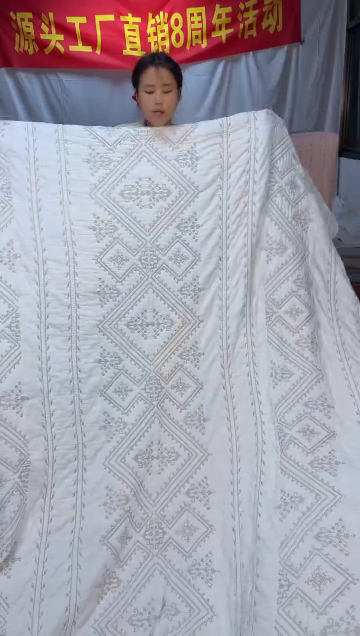 棉纯棉白色金丝罗线格230*250