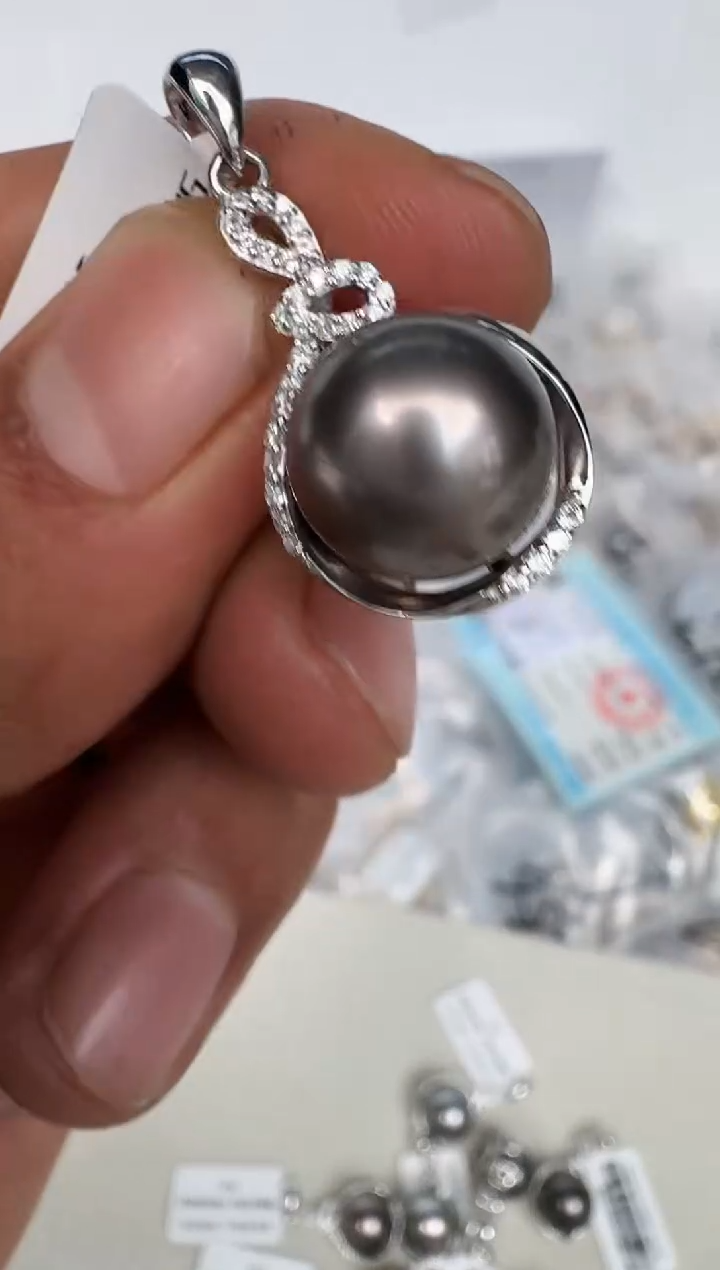 颈饰银S925镶嵌海水珍珠吊坠