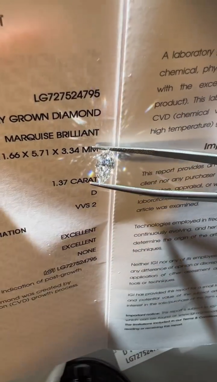 裸石合成钻石庄****?LG4795   1.37ct
