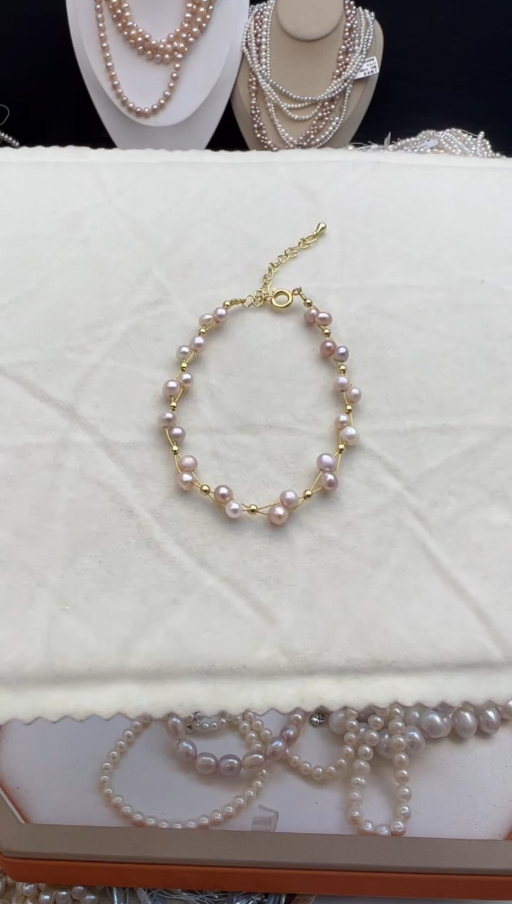 【闪购商品】淡水珍珠3未镶嵌手工*编制手链