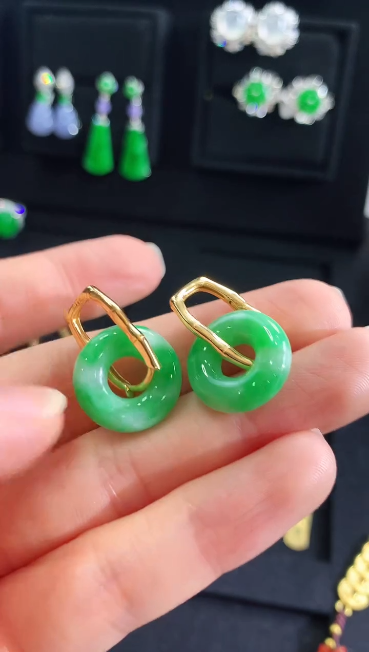 【闪购商品】翡翠耳饰银S925镶嵌耳饰