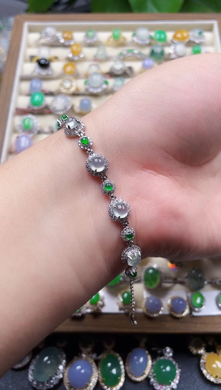 银S925镶嵌翡翠耳饰140