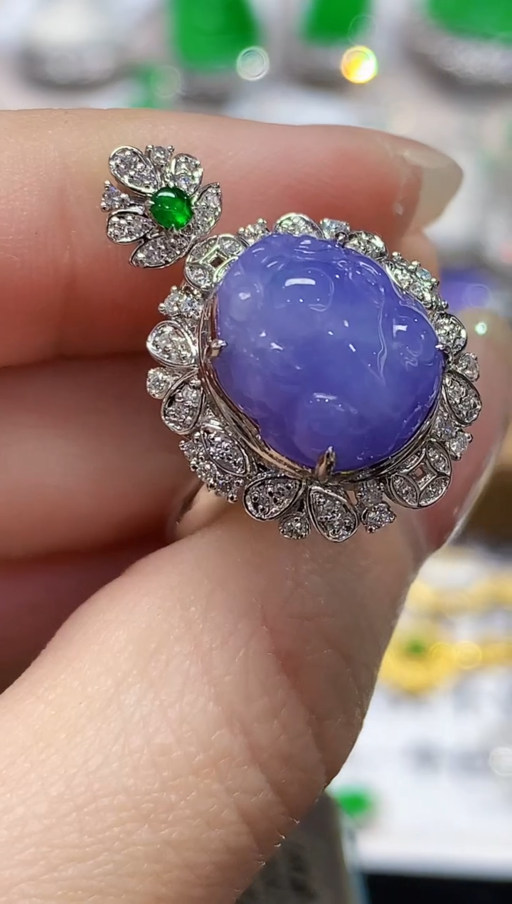 18K金镶嵌戒指翡翠SY多样性发其一