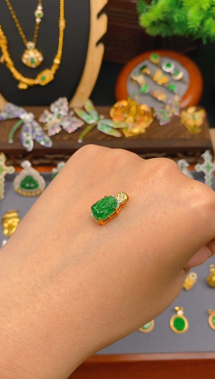 【闪购商品】翡翠吊坠(不含链)银S925镶嵌大貔貅吊坠99919