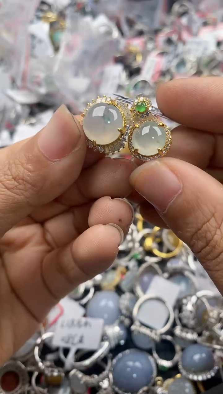 银S925镶嵌戒指翡翠888---8