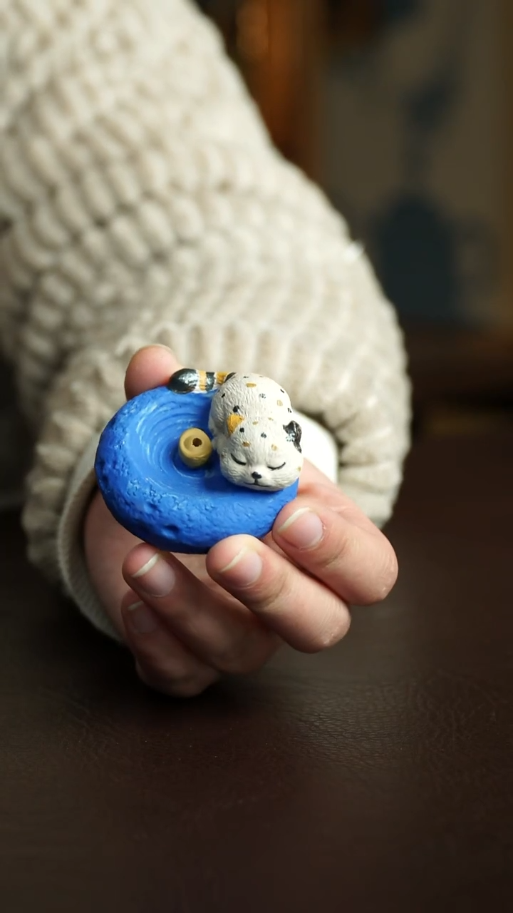 茶杯紫砂12号 猫咪香插 宜兴紫砂原矿作品