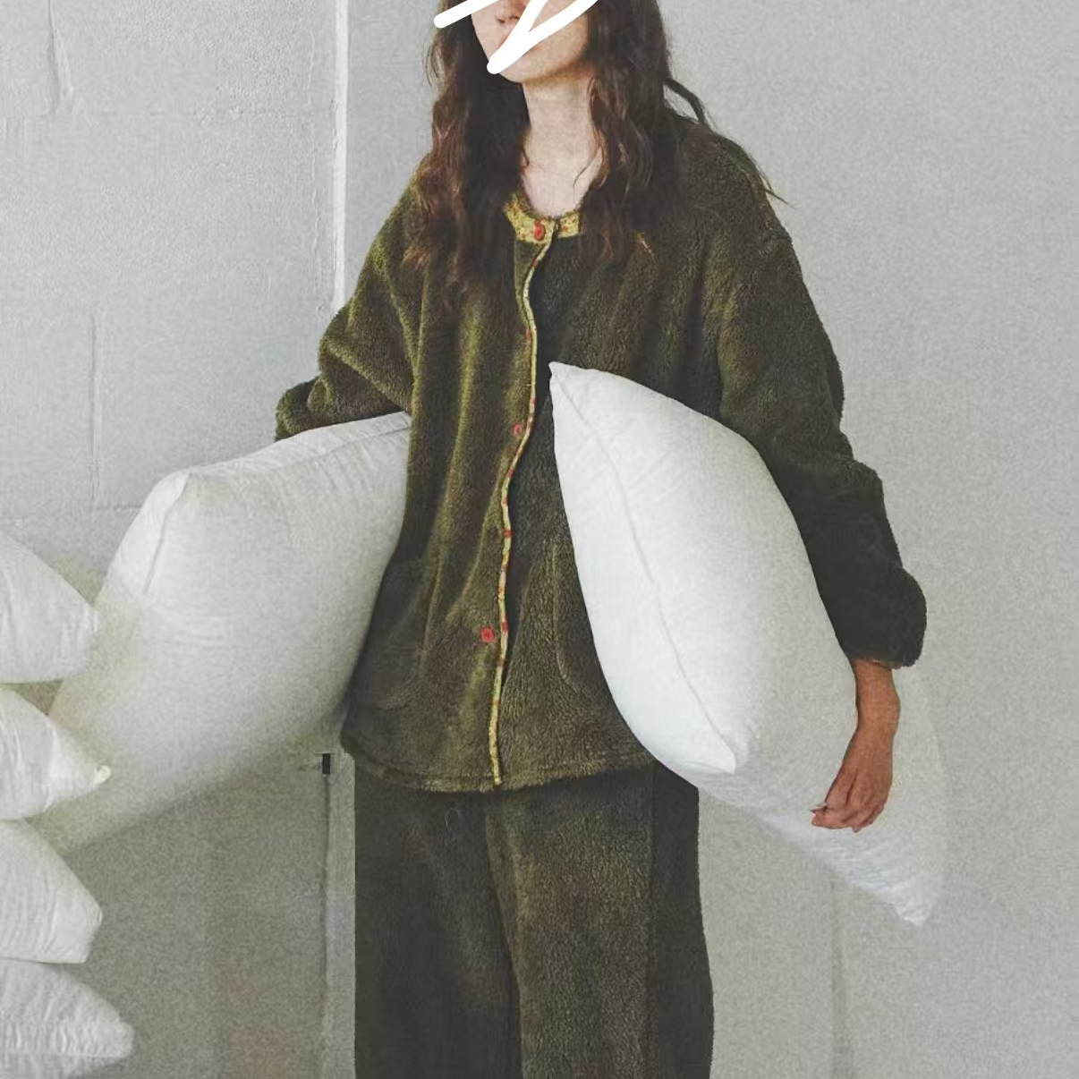 二小姐/长袖长裤加绒加厚睡衣家居服套装百搭设计中式休闲