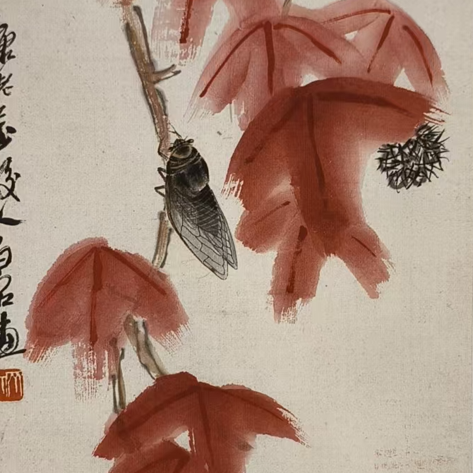 橱窗展示用复刻白石版国画作品