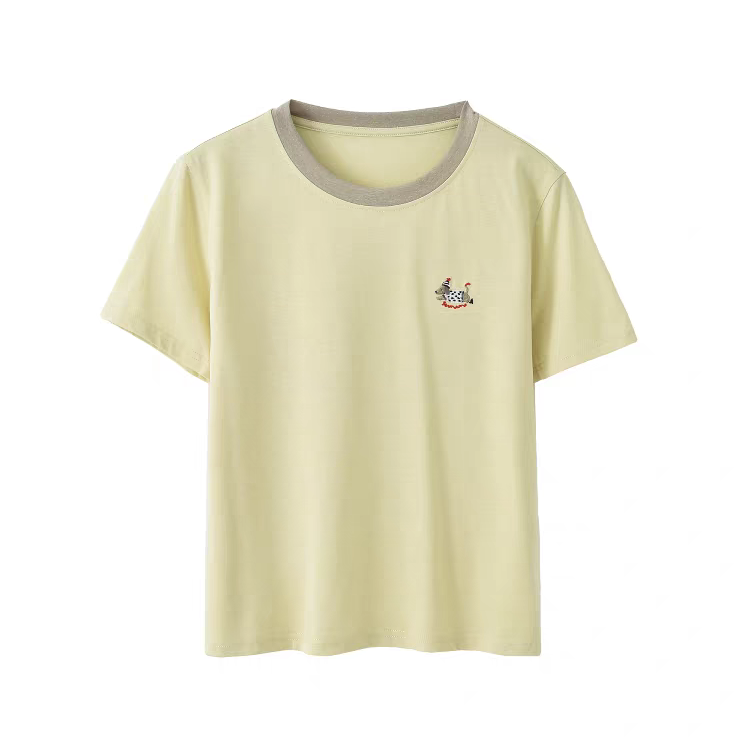 意法一批清仓 2025夏季百搭宽松显瘦圆领短袖T恤F0868