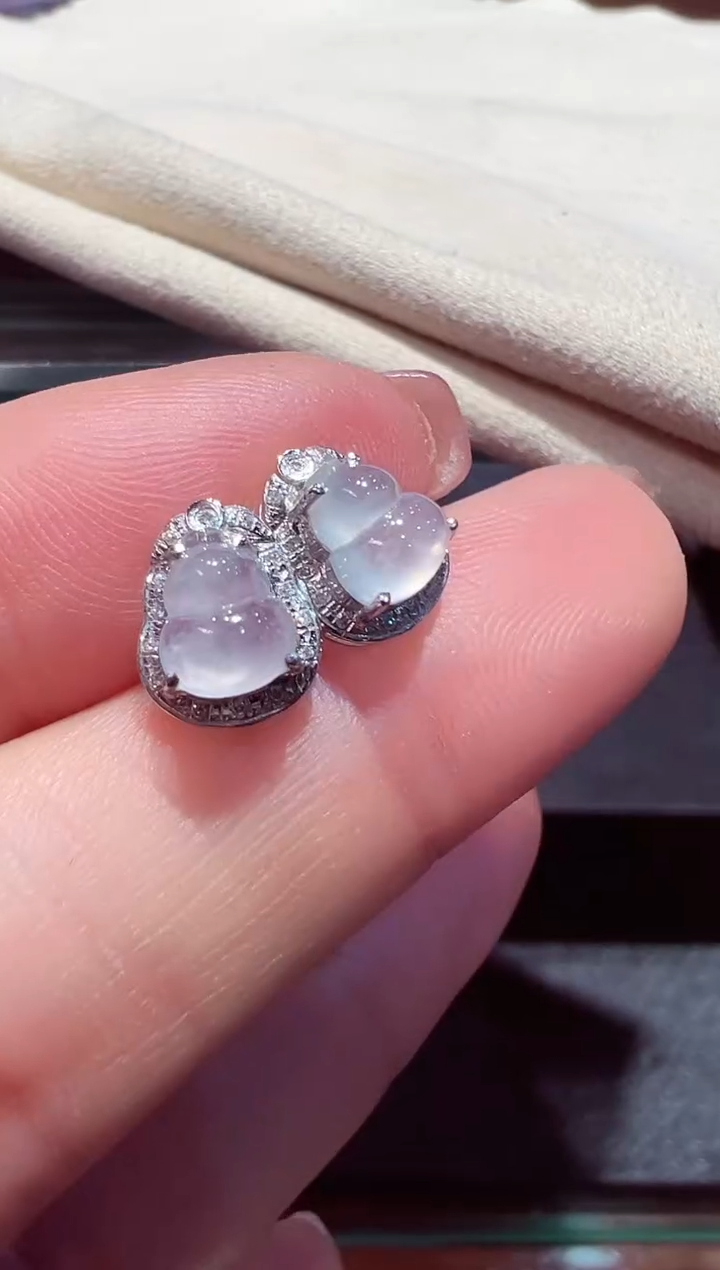 【闪购商品】翡翠耳钉18K金镶嵌翡翠耳钉