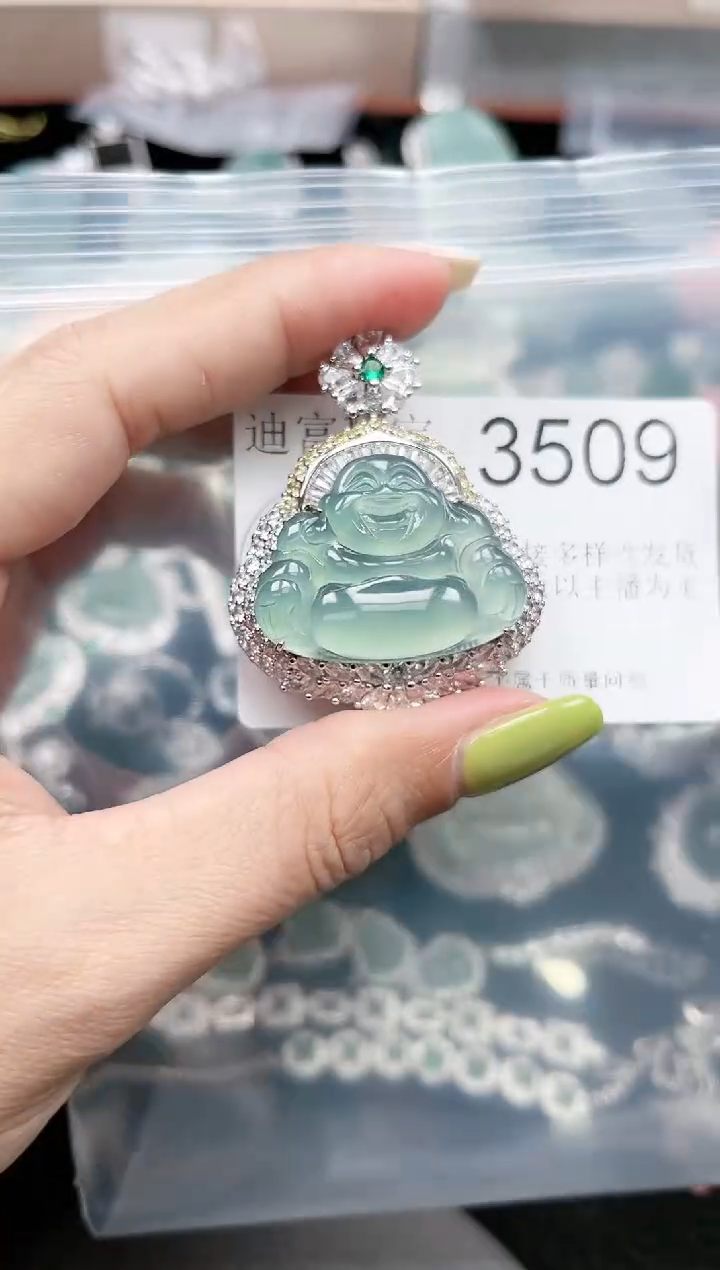 【闪购商品】翡翠颈饰未镶嵌赠皮绳3509