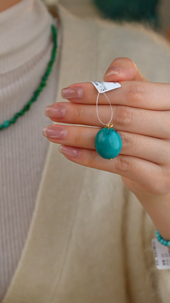 【闪购商品】绿松石吊坠(不含链)18K金镶嵌1