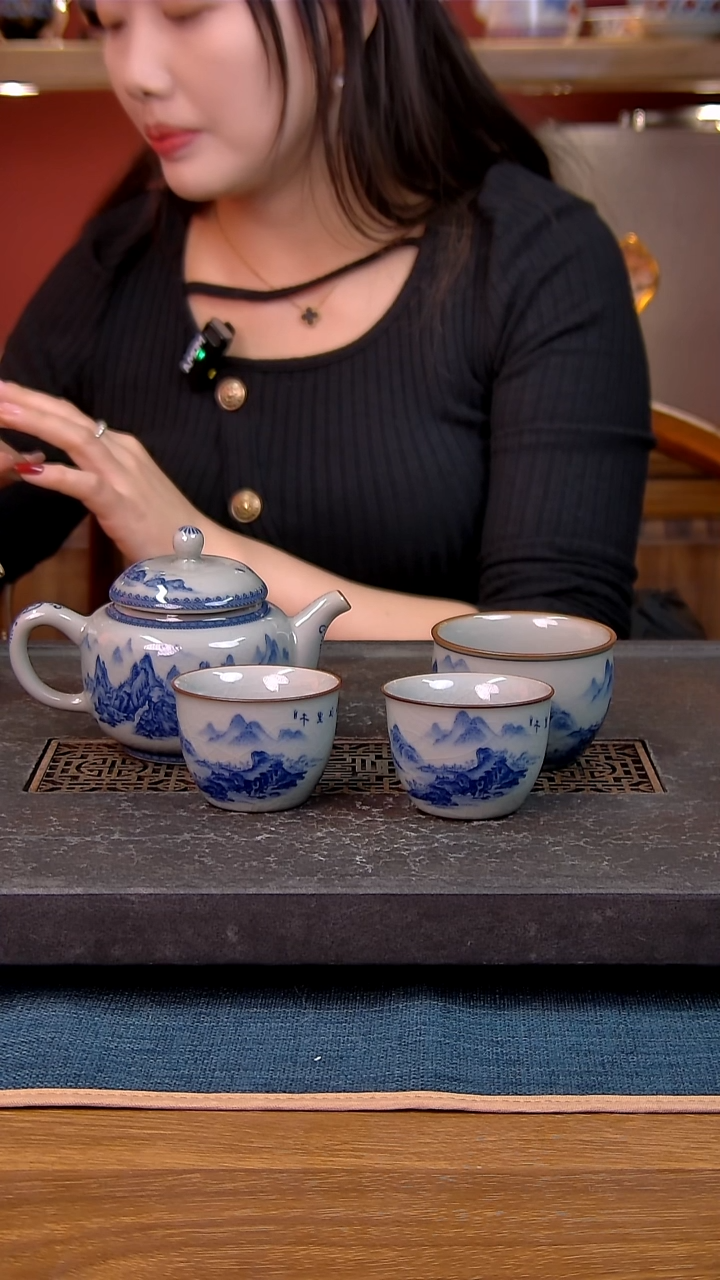 简装家用款4件套 老陶泥开片纹陶瓷茶具