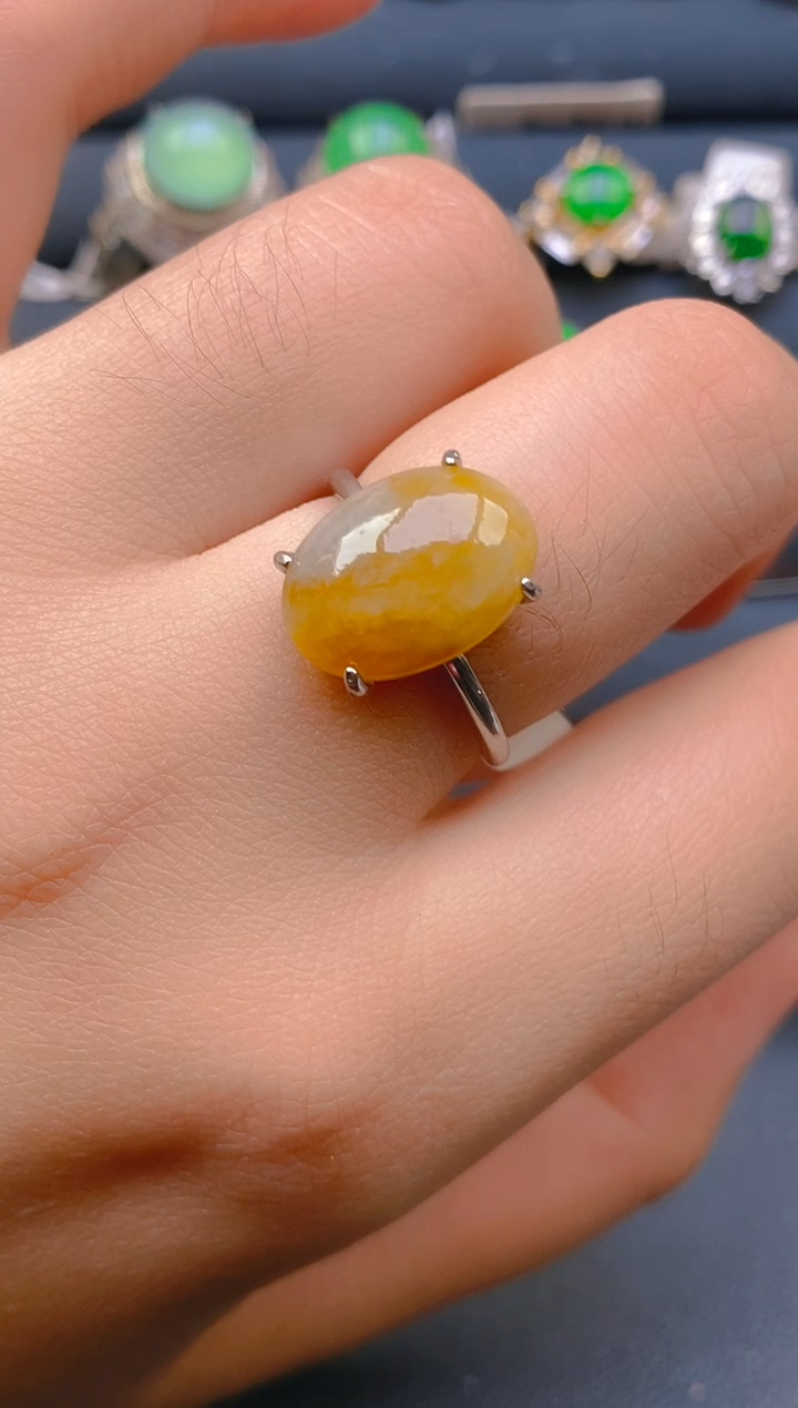 【闪购商品】翡翠戒指银S925镶嵌天然A货翡翠1