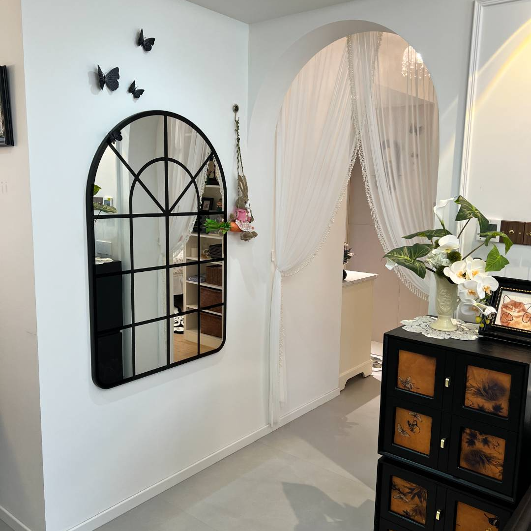 赛桐中古风镜面装饰画创意镜子客厅玄关桌面摆件