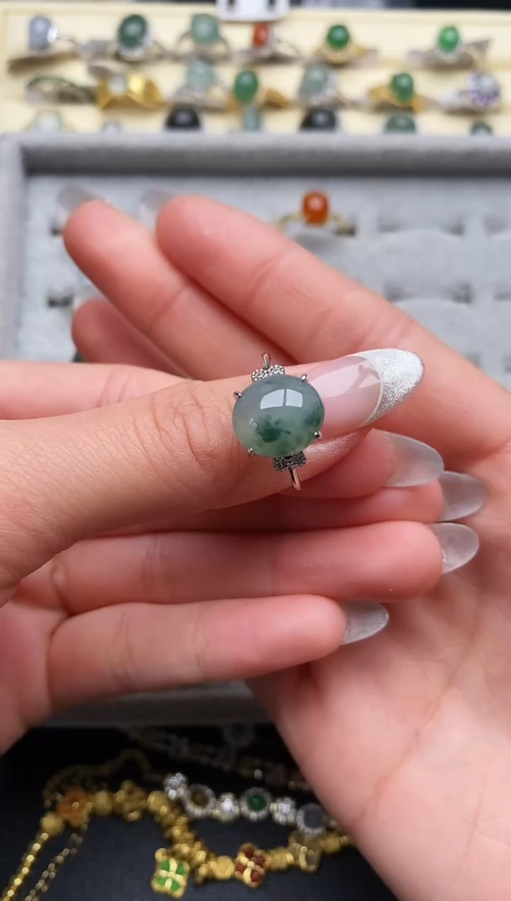 【闪购商品】翡翠戒指银S925镶嵌111111111+4