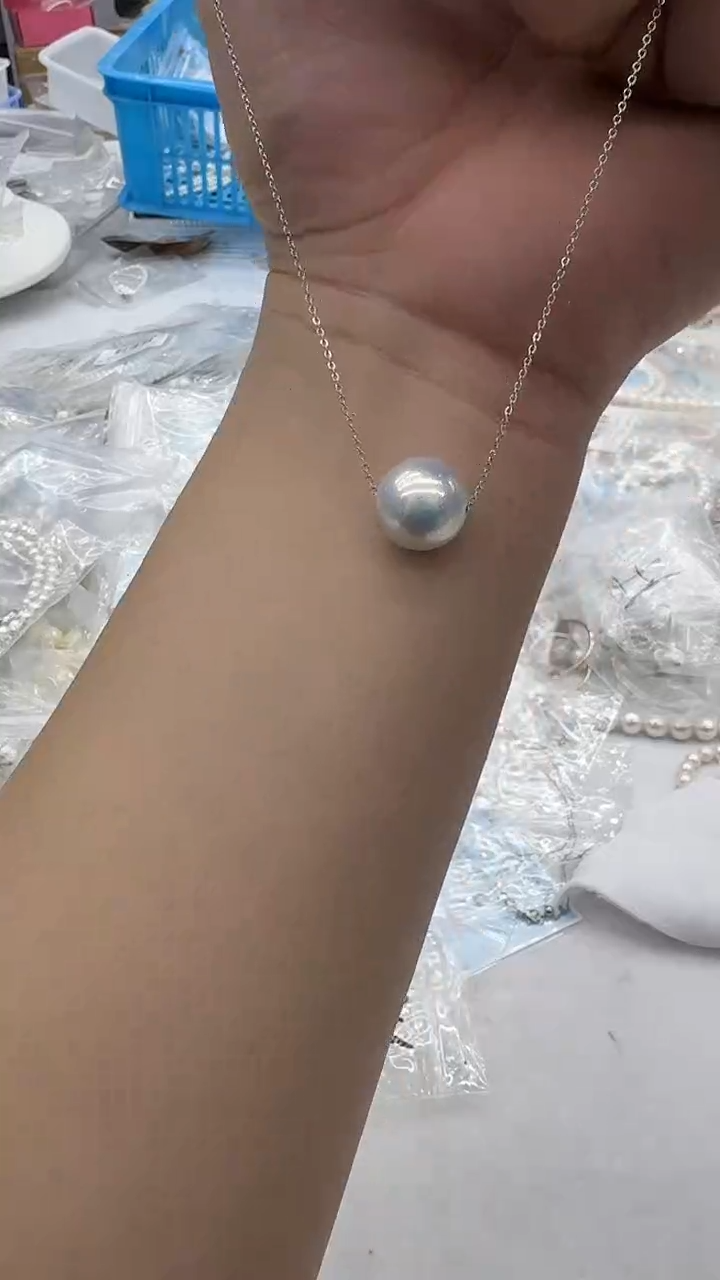 吊坠(赠链)未镶嵌淡水珍珠13-14mm 白珠路路通