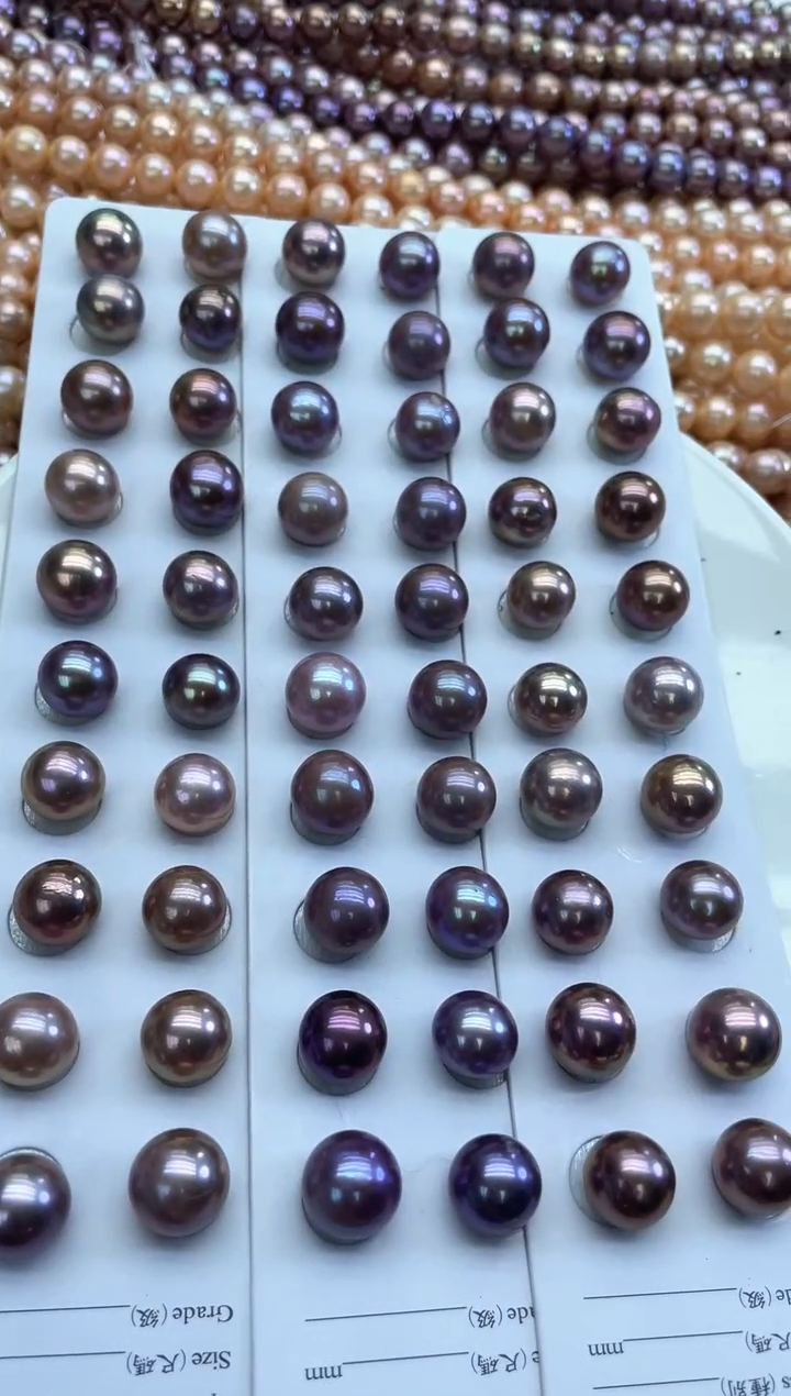 未镶嵌吊坠，耳饰淡水珍珠紫色系13mm(多样性发一）