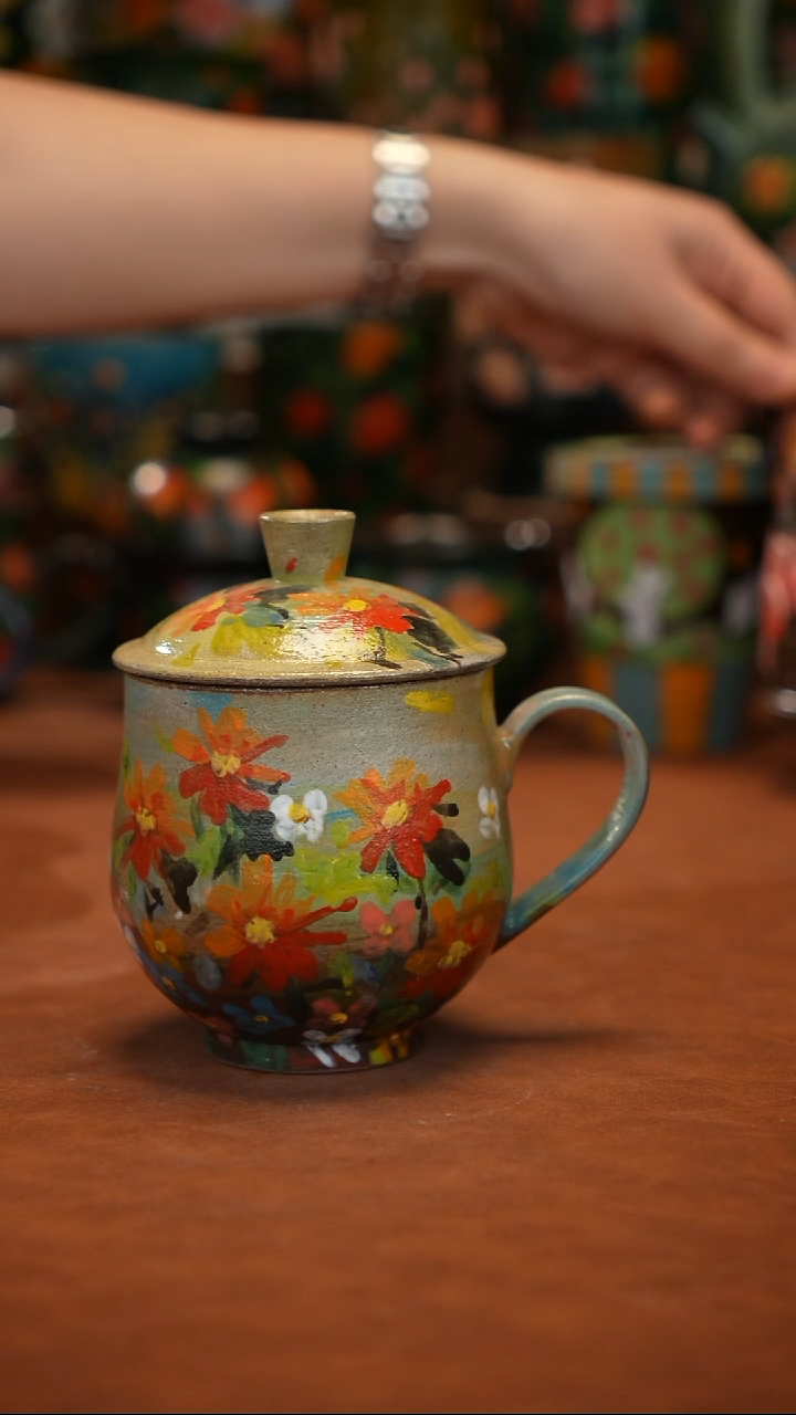 紫砂油画   釉下彩   杯子