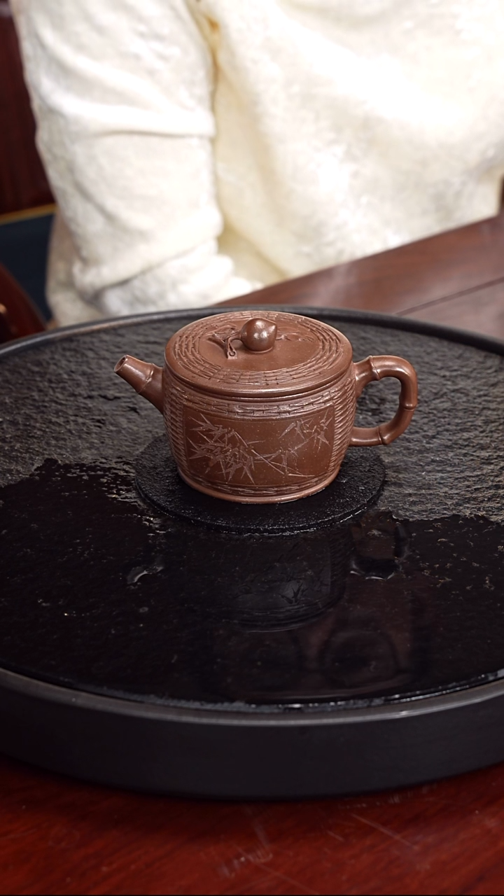 紫砂无张彩萍  竹编汉瓦132 紫潭泥 250毫升