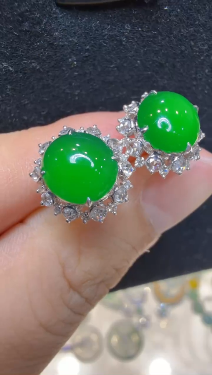 18K金镶嵌翡翠耳饰多样性团购发一件