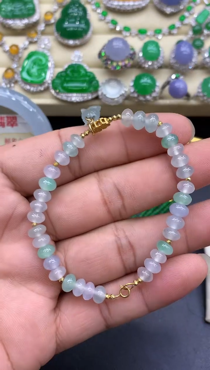 18K金镶嵌手链翡翠216-中国好珍宝