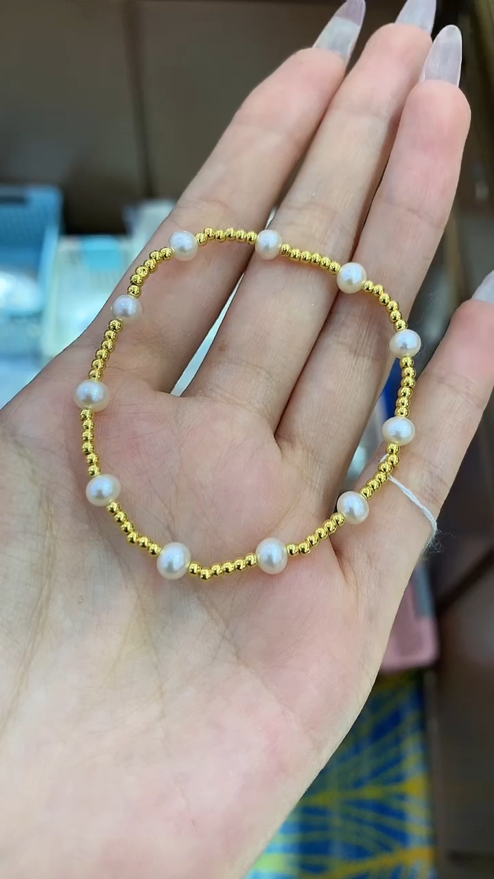 【闪购商品】淡水珍珠手链18K金镶嵌珍珠手链