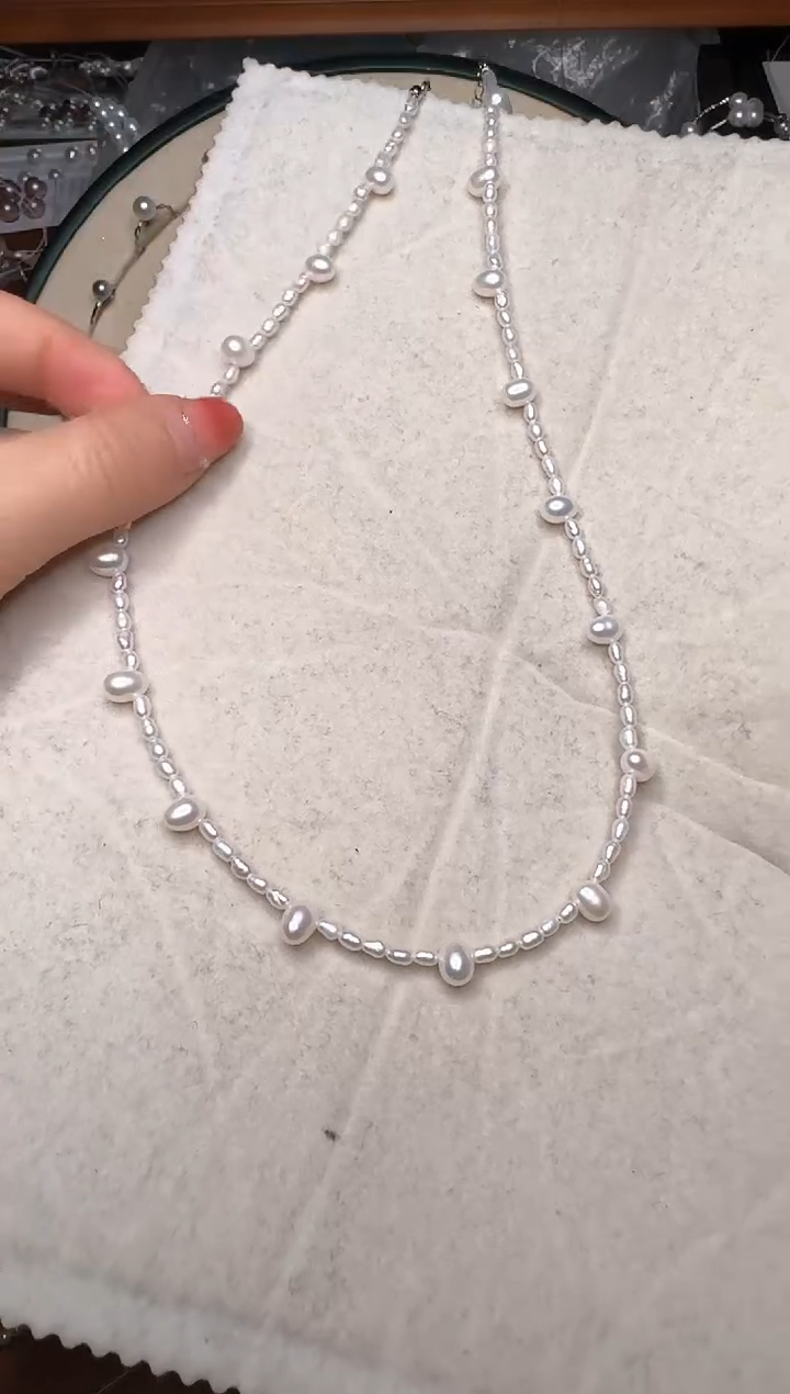 【闪购商品】淡水珍珠颈饰银S925镶嵌12号极光设计款项链