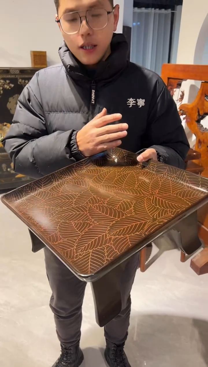 沈朱雕刻 茶台 大漆漆器大漆漆器