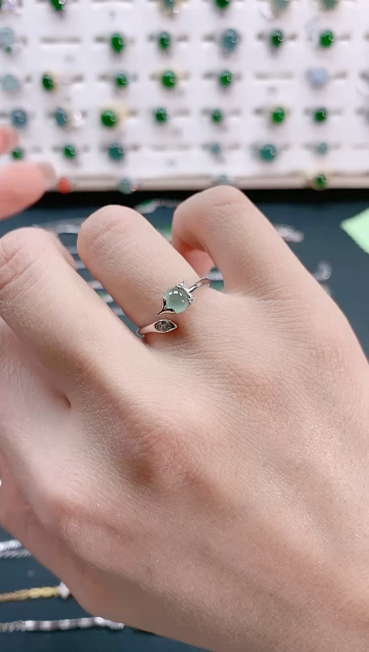 【闪购商品】翡翠戒指银S925镶嵌天然翡翠