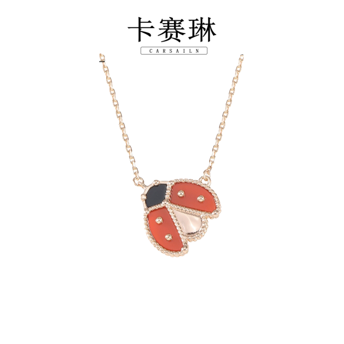 卡赛琳carsailn/ 镀K金 925银【红甲精灵】瓢虫（开翅）项链 4148