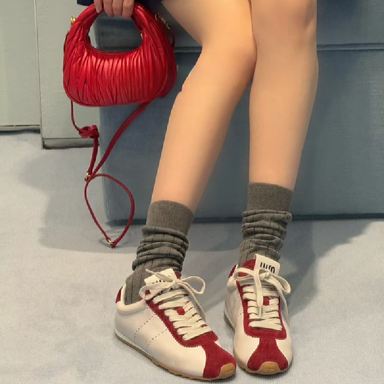 全新未使用 MIU MIU/缪缪 25早春新款时尚复古德训鞋