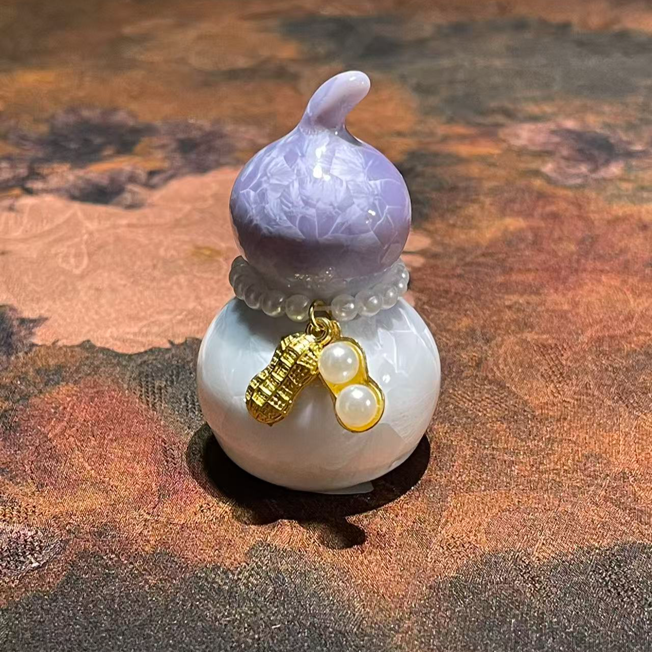 葫芦造型摆件配珍珠链花生挂饰精致美观6335