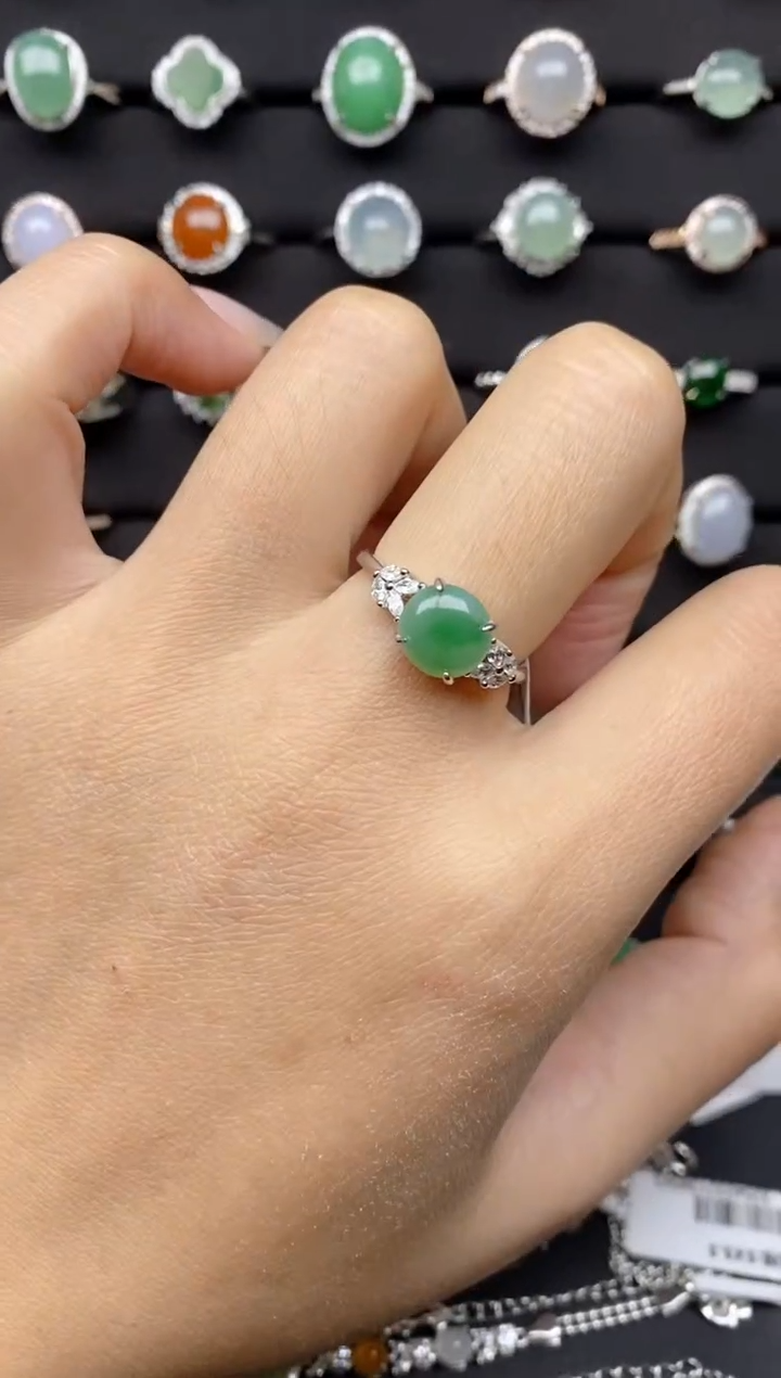 【闪购商品】翡翠戒指银S925镶嵌S925银镶嵌翡翠戒指