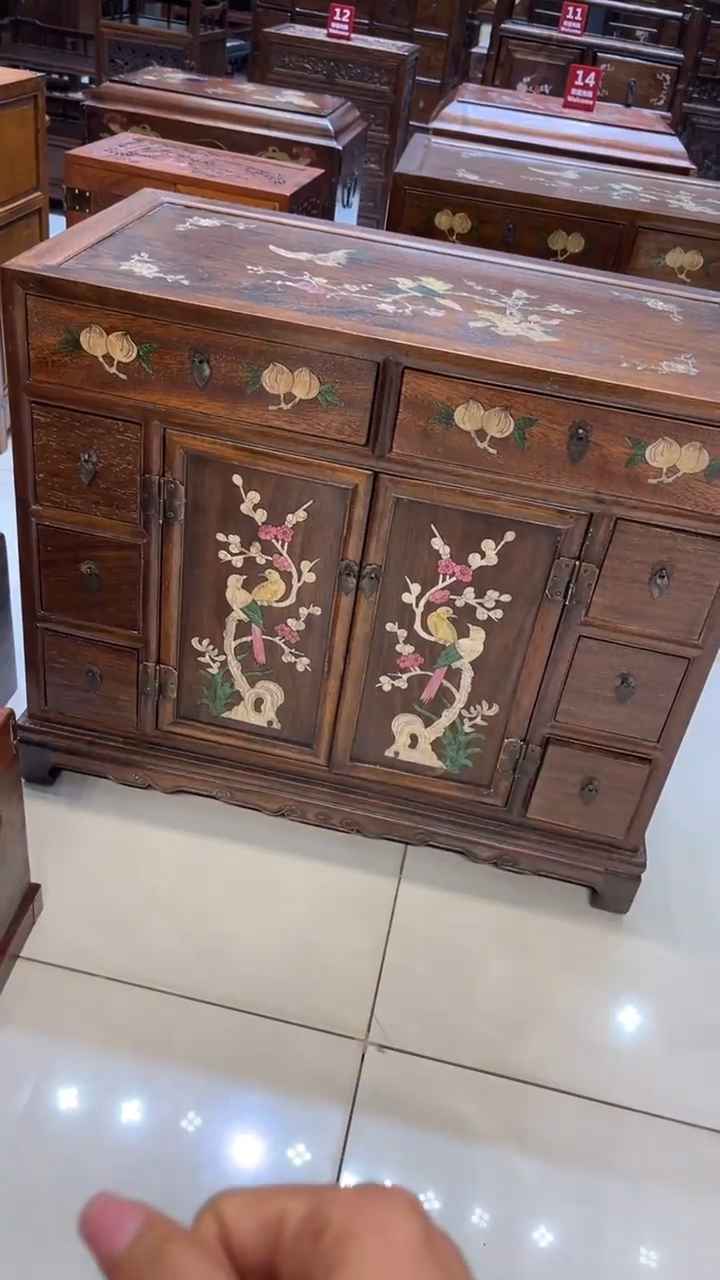【闪购商品】木喜鹊登梅螺钿收纳柜