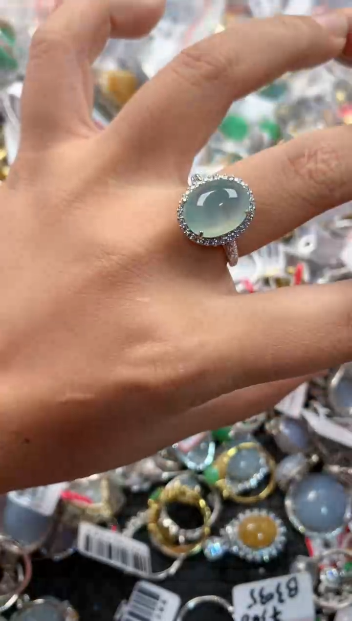 银S925镶嵌戒指翡翠888---3