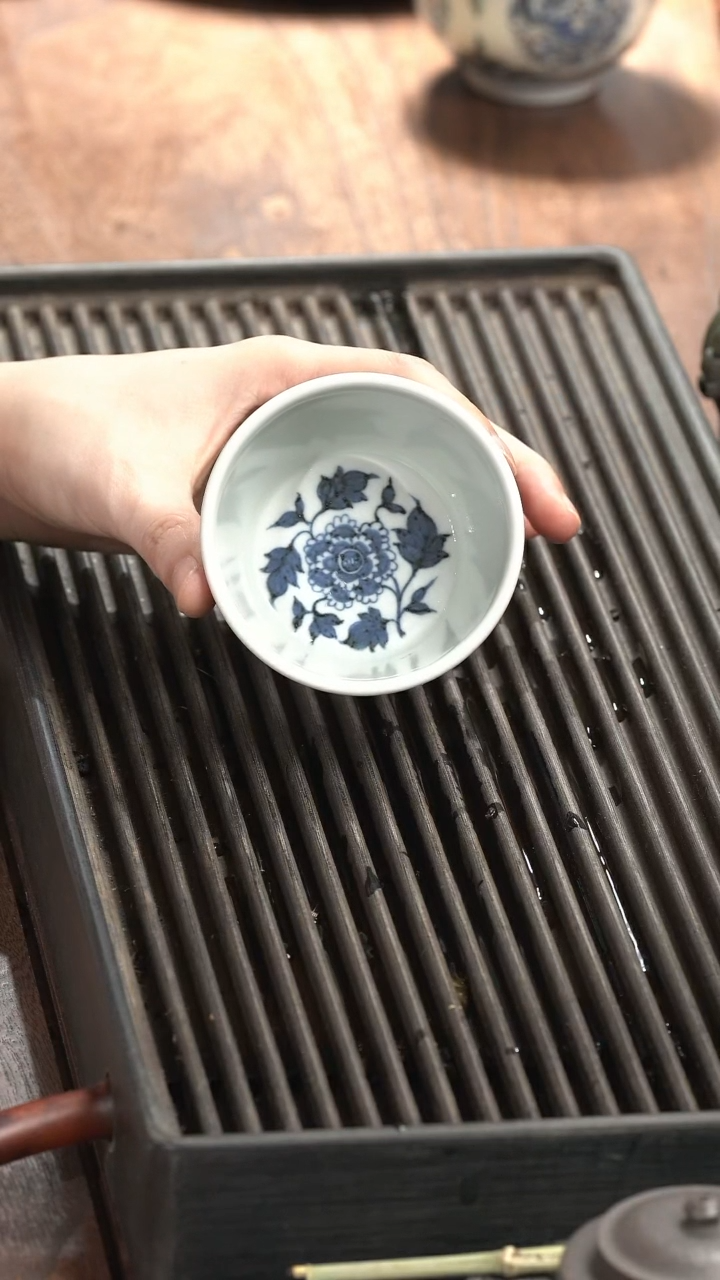 茶壶紫砂缠枝牡丹敞口小冰桶杯