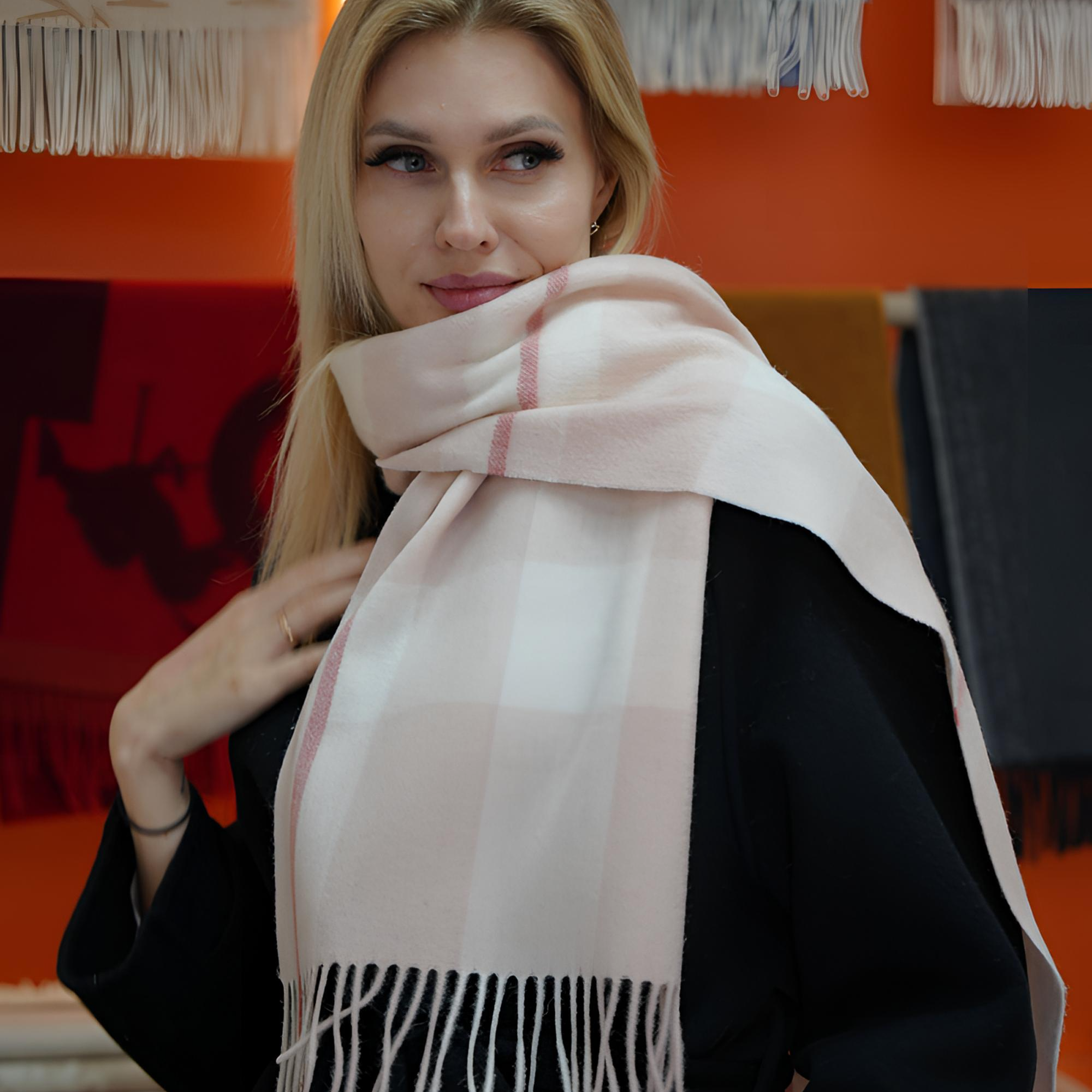 【格林缤纷】澳洲100纯羊毛格子围巾秋冬韩版百搭情侣保暖围脖披肩