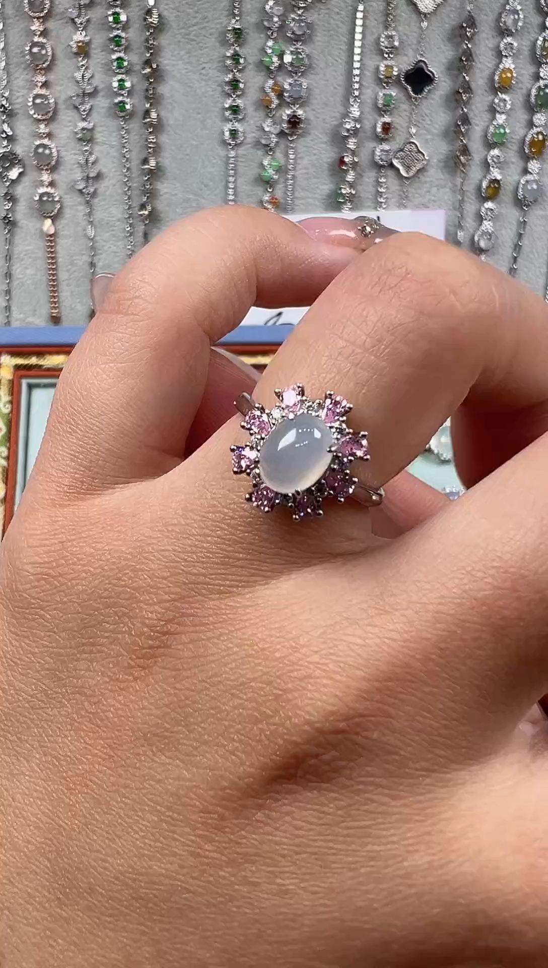 【闪购商品】翡翠戒指银S925镶嵌天然缅料保a保真保天然