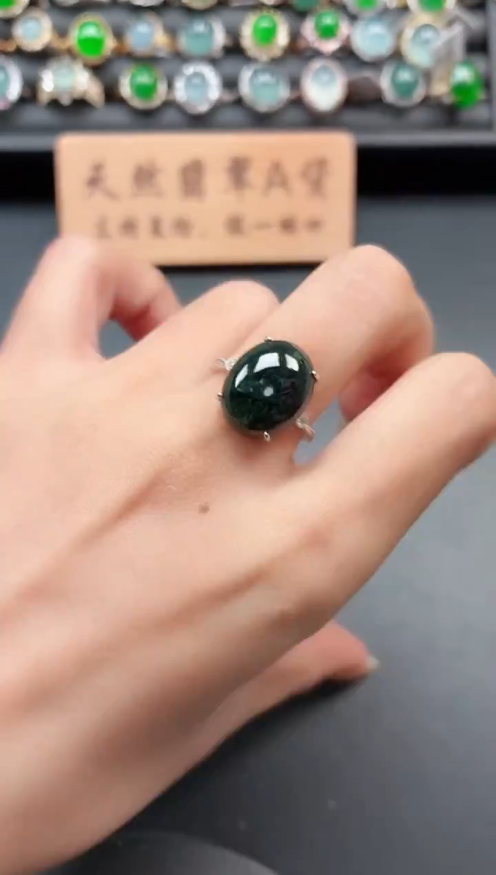 银S925镶嵌戒指翡翠11111111
