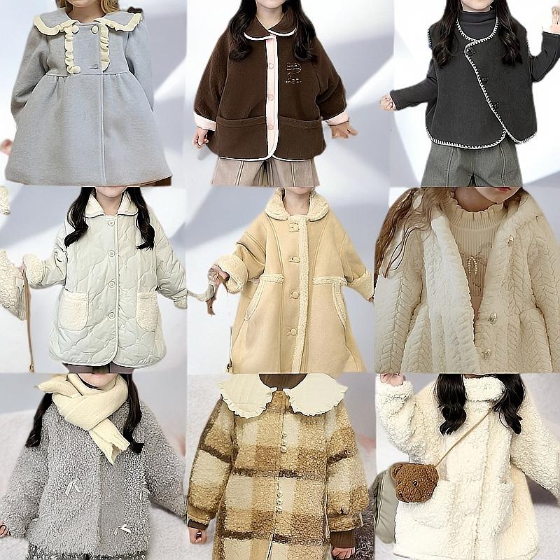 儿童外套女童大衣加厚韩版秋冬冬季小香风洋气时尚宝宝中长款加绒