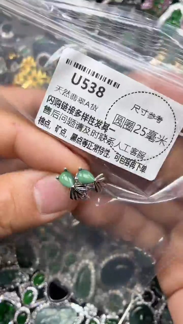 颈饰未镶嵌翡翠U538耳扣
