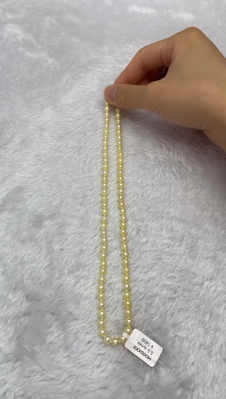 海水珍珠银S925镶嵌项链AK羽皇金5.5-6mm