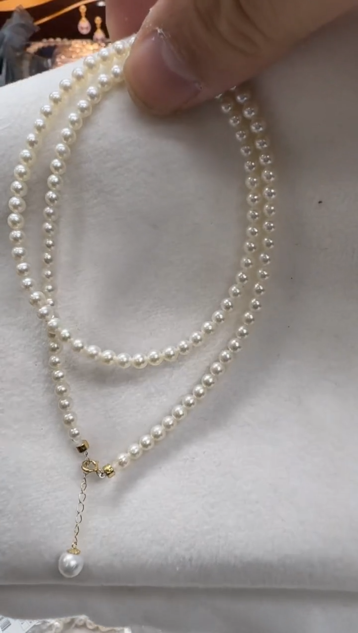 【闪购商品】淡水珍珠项链18K金镶嵌3-4mm
