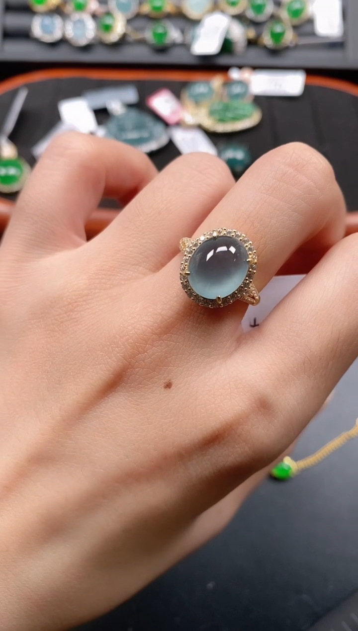 银S925镶嵌戒指翡翠111