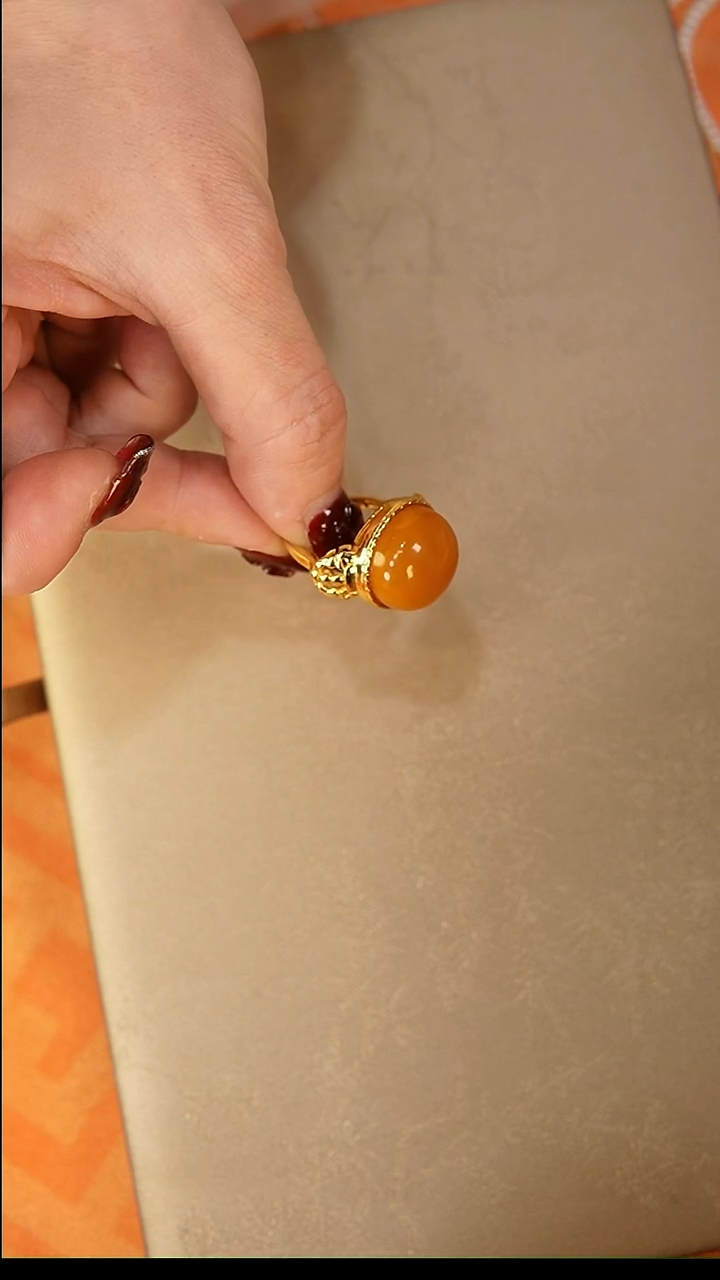 【闪购商品】琥珀戒指银S925镶嵌戒指